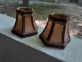 Два стари кожени лампиона абажури лампи 1, снимка 1 - Антикварни и старинни предмети - 34230587