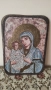 Стара дървена икона Св.Богородица и Младенеца, снимка 1
