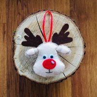 Коледна декорация / Коледни играчки за елха от филц ръчна изработка елен, снимка 2 - Декорация за дома - 34909919