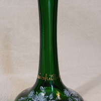 Стара зелена стъклена ваза Maria Hilfberg, снимка 7 - Антикварни и старинни предмети - 44777511