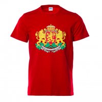 Нова детска червена тениска с релефен трансферен печат Герб на България, снимка 1 - Детски тениски и потници - 30083204