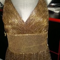 Нова бутикова официална златиста дълга рокля, снимка 5 - Рокли - 35373986