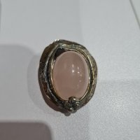 Сребърен комплект - пръстен и брошка с розов кварц, снимка 7 - Бижутерийни комплекти - 38999370