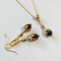 Прекрасни обеци с Черен диамант и изящни орнаменти в цвят Антично злато, снимка 8 - Бижутерийни комплекти - 42473190
