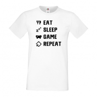 Мъжка тениска Game 4,Eat,Sleep,Game,Anime,Repeat,Ядене,Спане,Геймс,Подарък,Повторение,Празник,Игри, снимка 2 - Тениски - 36419170