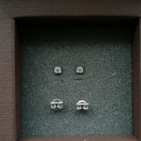 Сребърни обеци с камъни цирконий, снимка 1 - Обеци - 31033881
