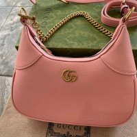 Оригинална Гучи Розова Кожена чанта Gucci Aphrodite Дръжка И Синджир, снимка 3 - Чанти - 42158327