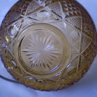 Винтидж Кристална бонбониера Арт деко метал оригинално стъкло цвят карамел, снимка 9 - Други ценни предмети - 38457517
