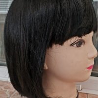 Нова черна перука от естествена коса перука от човешки косъм 30 см Боб стил - мод.16, снимка 8 - Аксесоари за коса - 29932399