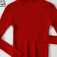 Червена блуза-поло, снимка 1 - Блузи с дълъг ръкав и пуловери - 42747116