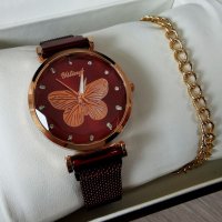 Подаръчен комплект Часовник с магнитно закопчаване + гривна , снимка 1 - Дамски - 40671342