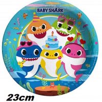 Бебе Акули Baby Shark големи 8 бр парти чинии чинийки, снимка 1 - Чинии - 37963498