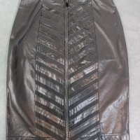 Vinceotto S кожена пола с цип по цялата дължина, снимка 2 - Поли - 39585048