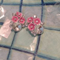 Искрящи обеци в розово 💥💥, снимка 2 - Обеци - 36954160