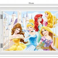 5 принцеси през прозорец самозалепващ стикер лепенка за стена мебел детска стая, снимка 2 - Други - 31615277