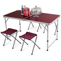 Сгъваема удобна къмпинг маса с четири стола и отвор за чадър, снимка 1 - Къмпинг мебели - 42023289