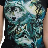 Нова дамска тениска с дигитален печат Вълци, пълнолуние, Серия вълци, снимка 2 - Тениски - 29463623