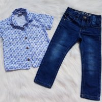 Дънки и риза за момче 18-24 месеца, снимка 5 - Панталони и долнища за бебе - 29315573