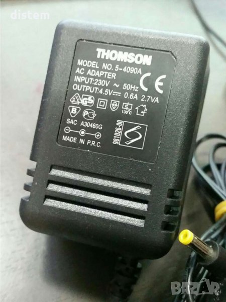 Оригинално захранване Thomson 5-4090 A Изходен ток: 4,5 V 0,6 A , снимка 1