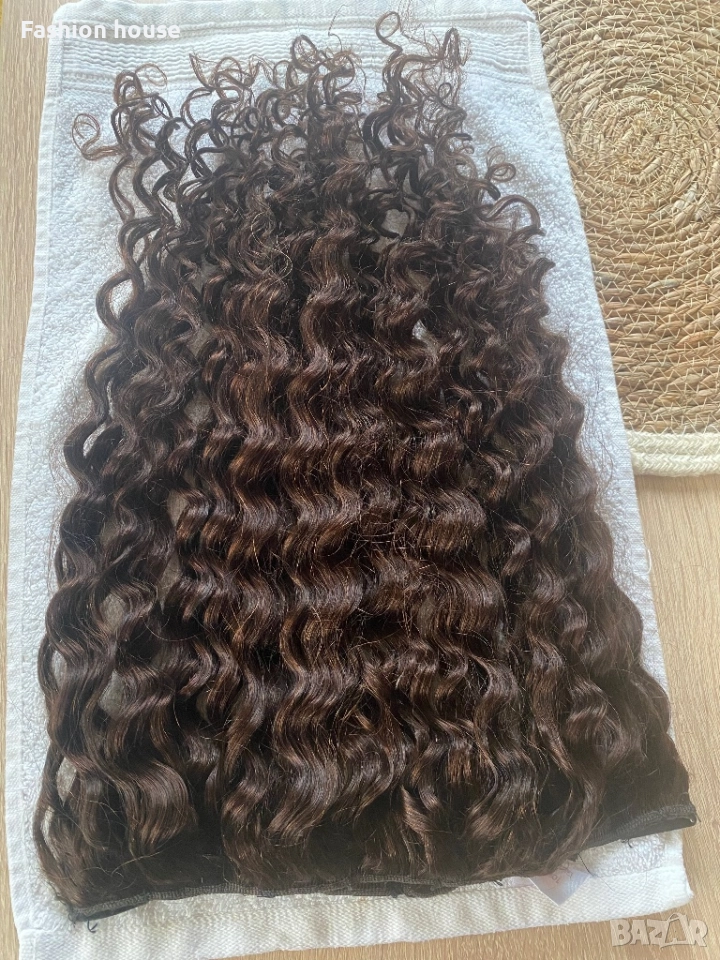 Естествена коса къдрава кестенява, снимка 1