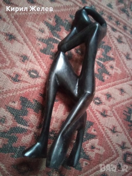 Фигурка стара дървена АБАНОС статуетка ръчна АРТ изработка Скулптура 34212, снимка 1