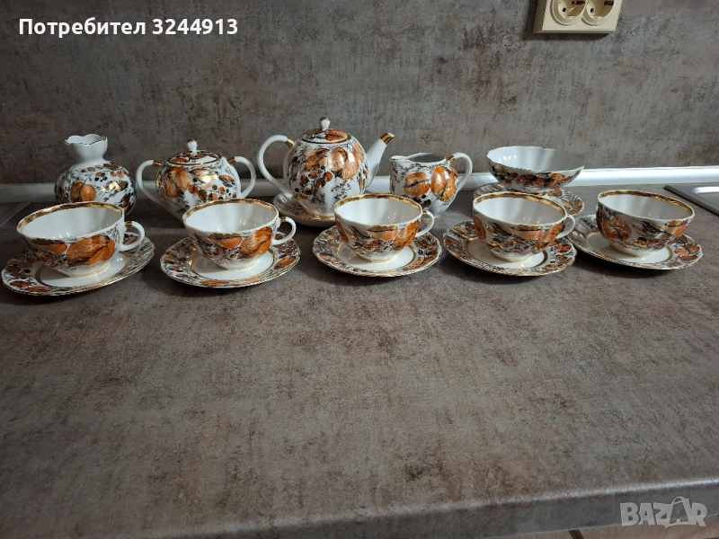 Рядък Руски порцеланов чаен сервиз ЛФЗ ,, Мой сад", снимка 1