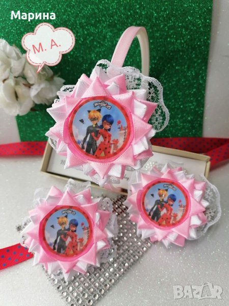 Красиви детски аксесоари за коса с панделка Калинката и Черния котарак!, снимка 1