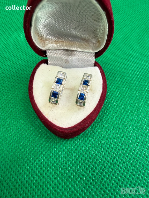 Чифт сребърни обеци с полускъпоценни камъни. №7753, снимка 1