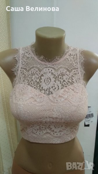 дантелена блуза в нежно розово, снимка 1