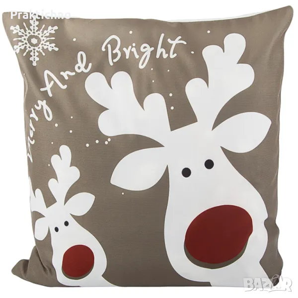 Коледна калъфка за възглавница 45x45 с мотив еленче 🦌🎄🎅🏻🎁🛍️, снимка 1