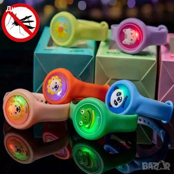 Светеща гривна с етерични масла срещу комари за деца или бебета с регулираща каишка, снимка 1