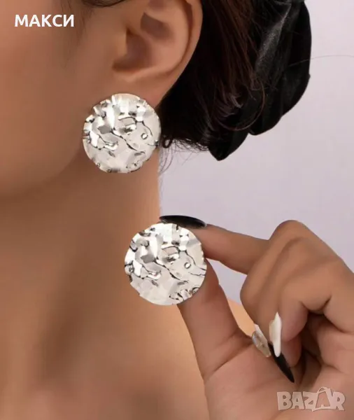 Красиви ефектни обеци в сребристо, снимка 1