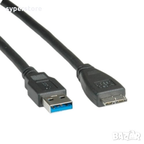 Кабел USB-A към Micro USB-A 3.0 Roline 11.02.8874 Черен 2m, USB-A to Micro USB-A M/M, снимка 1