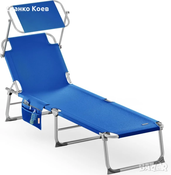 Сгъваем алуминиев шезлонг Ibiza със сенник , снимка 1