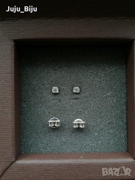 Сребърни обеци с камъни цирконий, снимка 1