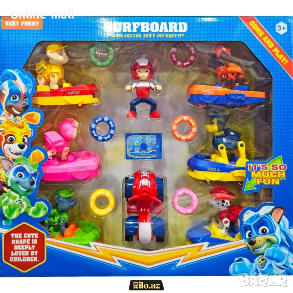 Голям комплект Пес Патрул – 6 кученца с лодки, Райдър и ATV, снимка 1