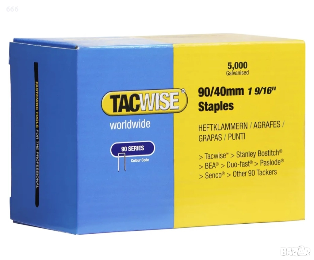 TACWISE Тесни поцинковани скоби 90/40 мм, 5000 броя, снимка 1
