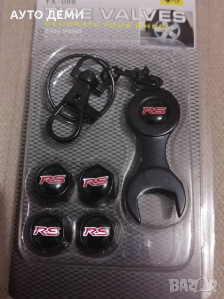 Високо качество капачки за вентили винтили с емблеми RS за кола автомобил мотор велосипед колело, снимка 1