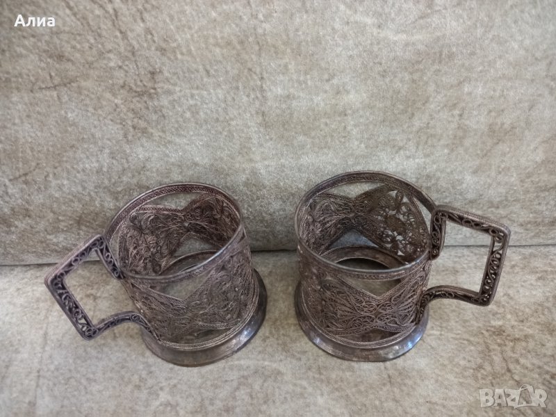 Стари руски стакани / подстакани 2 бр., снимка 1