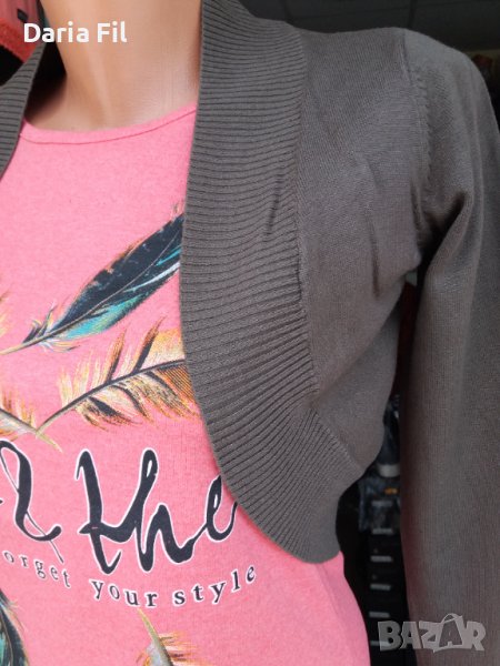 Къса жилетка/БОЛЕРО в тъмнозелен цвят от много фино плетиво, снимка 1