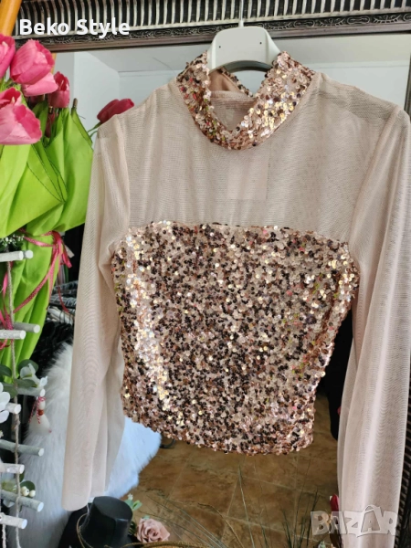 Ефектна дамска блуза с паети , снимка 1