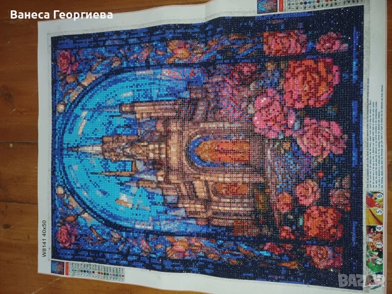 Диамантени гоблени - замъка на Дисни и две папагалчета, снимка 1