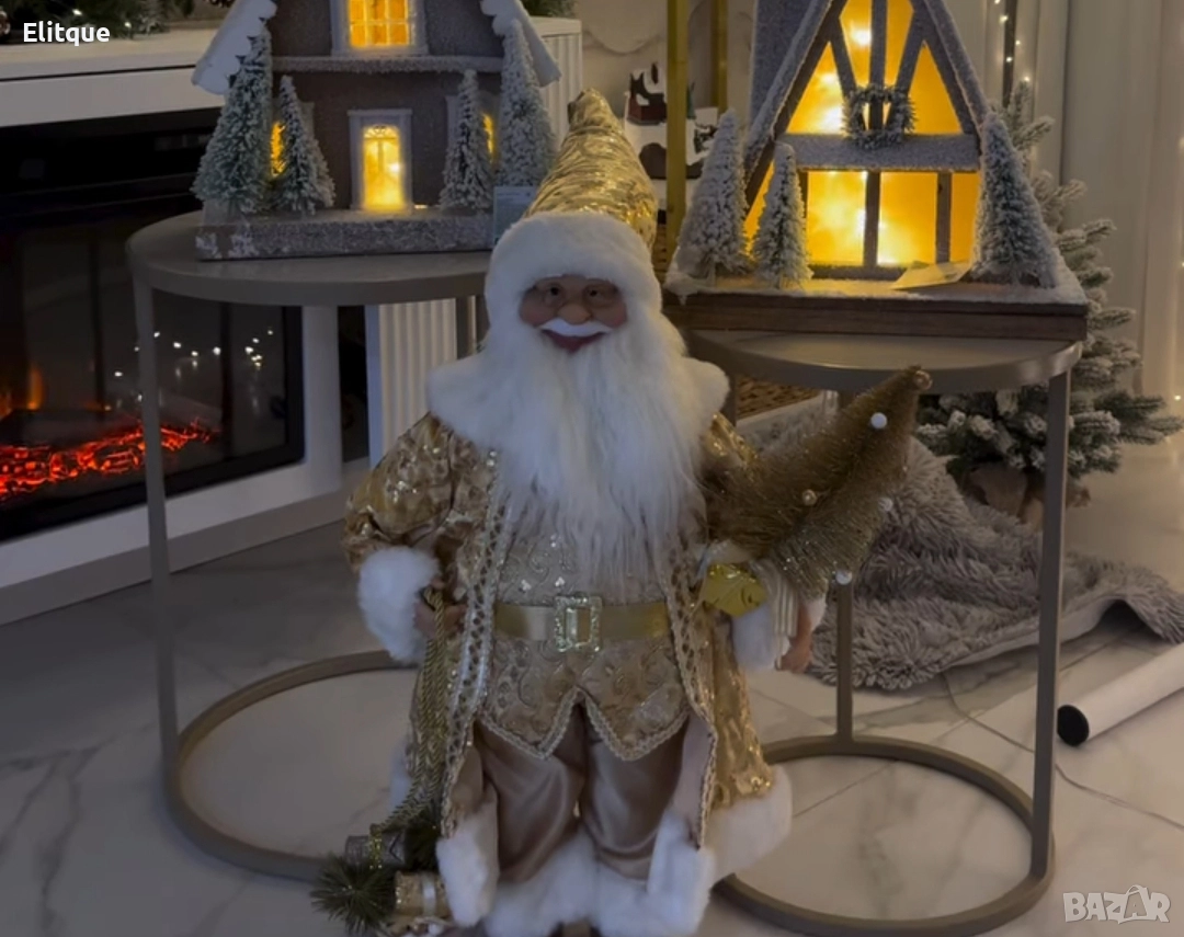 Луксозна коледна фигура Дядо Коледа в златно 90см, снимка 1