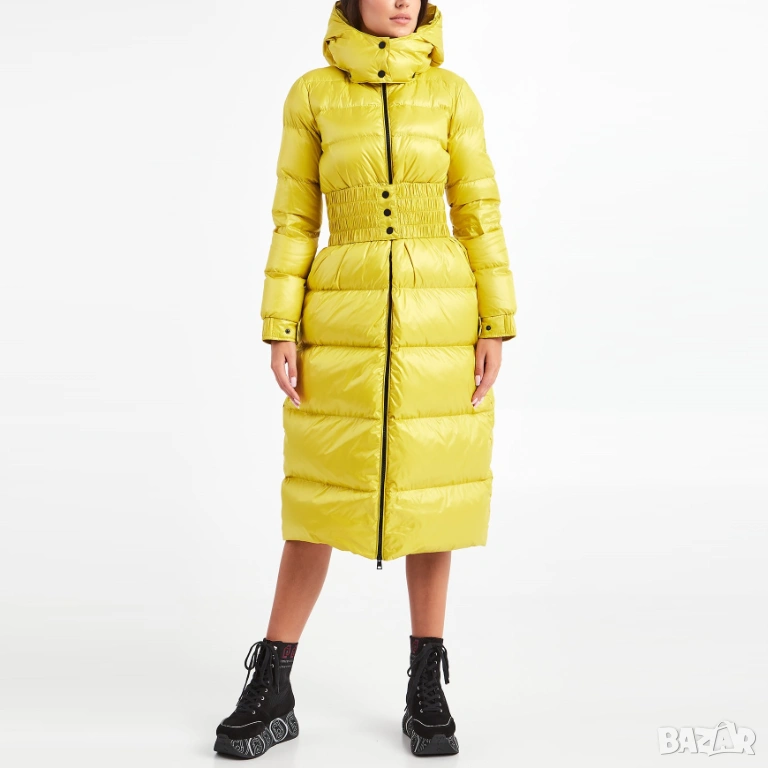 TWINSET НОВО! Дамско Зимно Палто Дълго Пухено Яке Пух Жълто-Зелено M-L, снимка 1