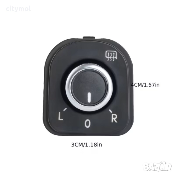 Бутон/превключвател за електрически огледала с подгрев – VW Golf 5,6, Passat B6, B7, CC, Eos, Jetta,, снимка 1