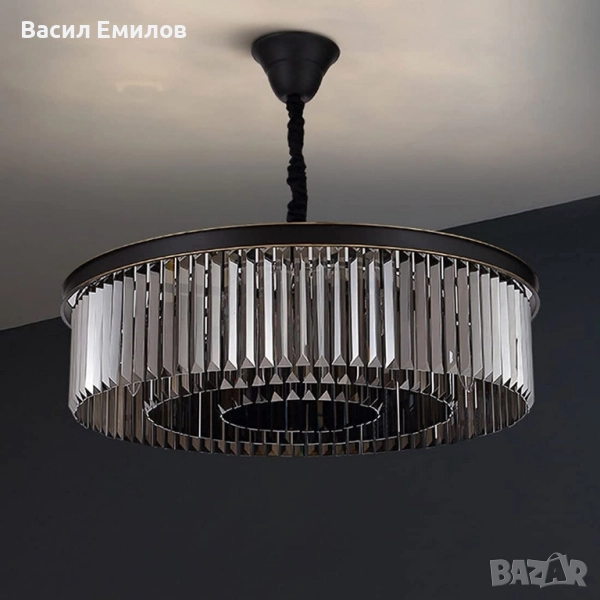 Уникален висящ полилеи с висящи кристали, снимка 1