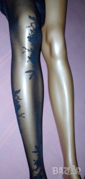 Ergee- Нов черен релефно-фигурален чорапогащник- S/ 38-40, снимка 1