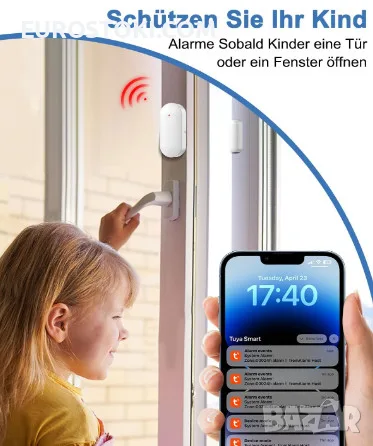 Интелигентна алармена система SanJie, 4 сензора за врати и прозорци + PIR детектор на движение , снимка 6 - Аларми и алармени системи - 56156549