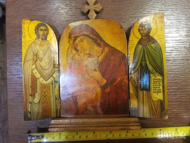 ръчно резбован стар триптих, снимка 10 - Антикварни и старинни предмети - 49243234