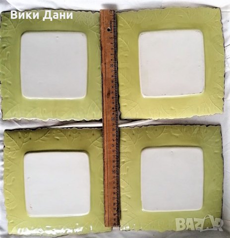 Art Nouveau 4ка релеф Водни Лилии чинии Франция, снимка 4 - Антикварни и старинни предмети - 34912993